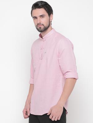 pink solid short kurta - 16345582 - Standard Image - 2