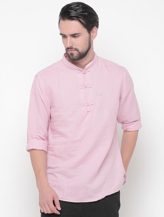 pink solid short kurta - 16345582 - Zoom Image - 1