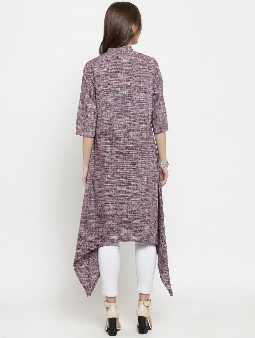 solid asymmetric kurta - 16345825 - Zoom Image - 3