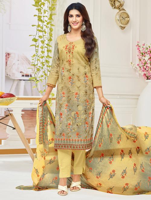 digital printed unstitched straight pant suit - 16345866 - Standard Image - 1