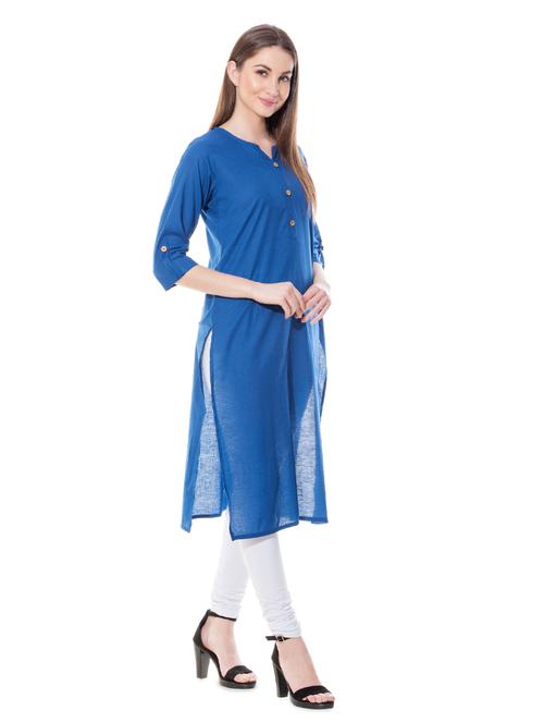 solid straight kurta - 16346109 - Very Small Image - 1