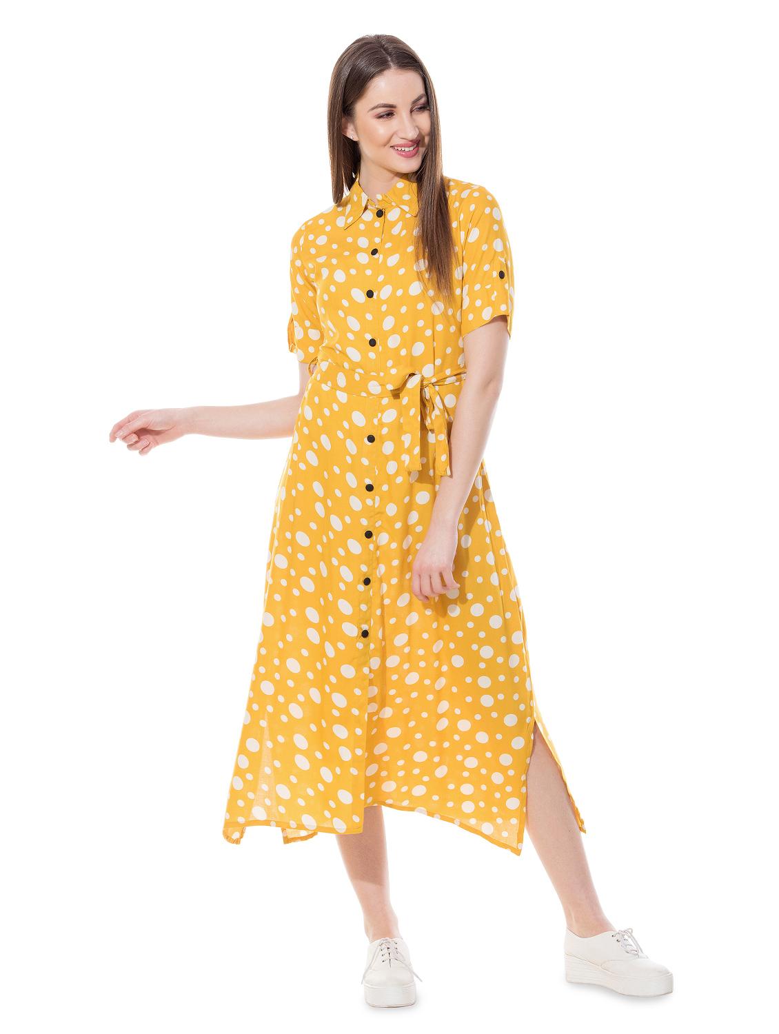 tie front side slit shirt dress - 16346236 - Zoom Image - 1