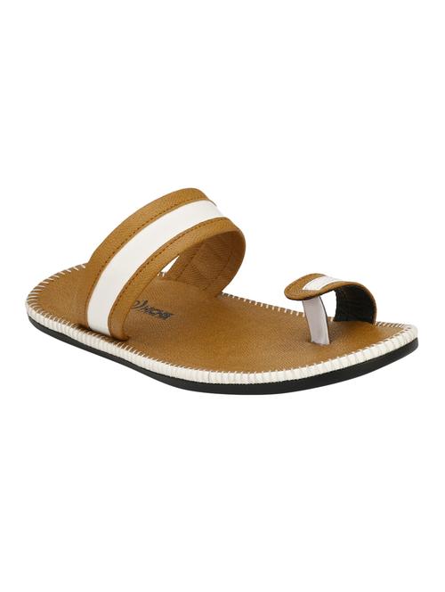 tan leatherette slip on slippers - 16346587 - Standard Image - 1