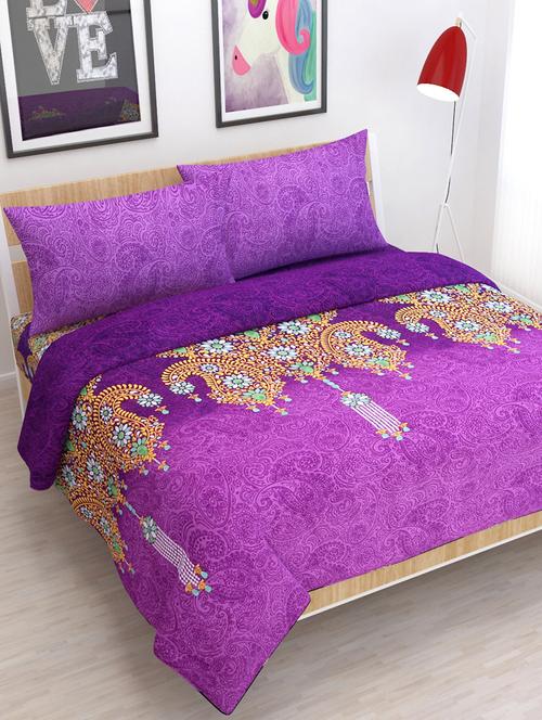polycotton double bedsheet with 2 pillow covers - 16346712 - Very Small Image - 1