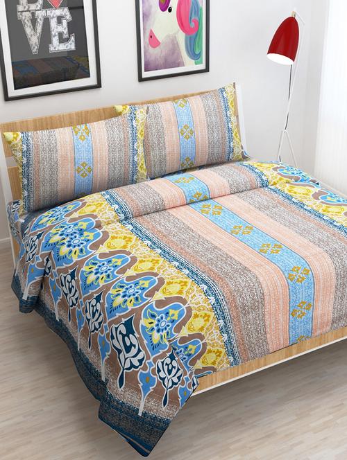 polycotton double bedsheet with 2 pillow covers - 16346721 - Standard Image - 1
