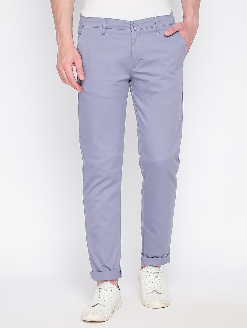 light blue solid flat front chinos - 16346932 - Zoom Image - 1