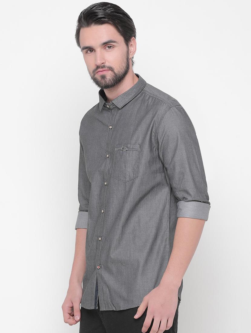 grey self design casual shirt - 16347115 - Zoom Image - 2