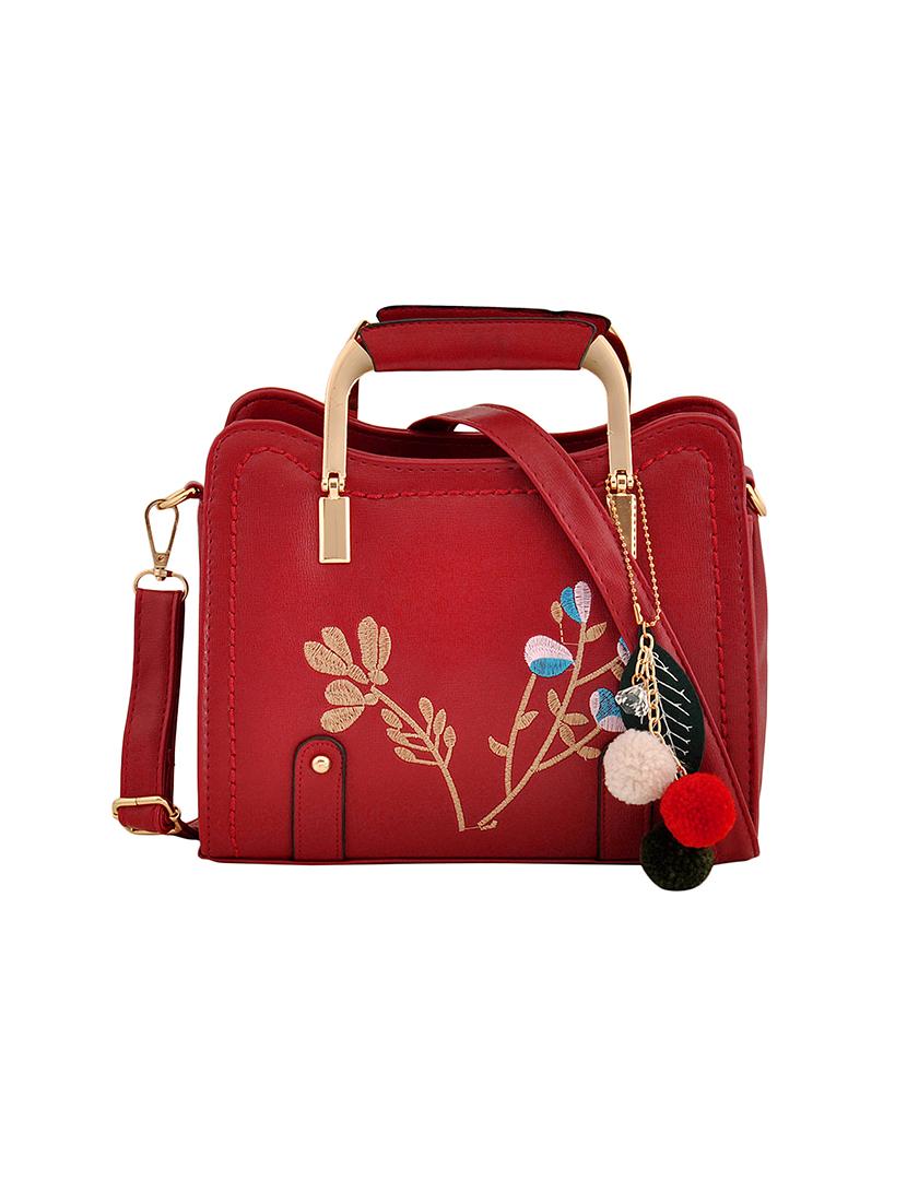 maroon leatherette (pu) messenger handbag - 16347434 - Zoom Image - 1