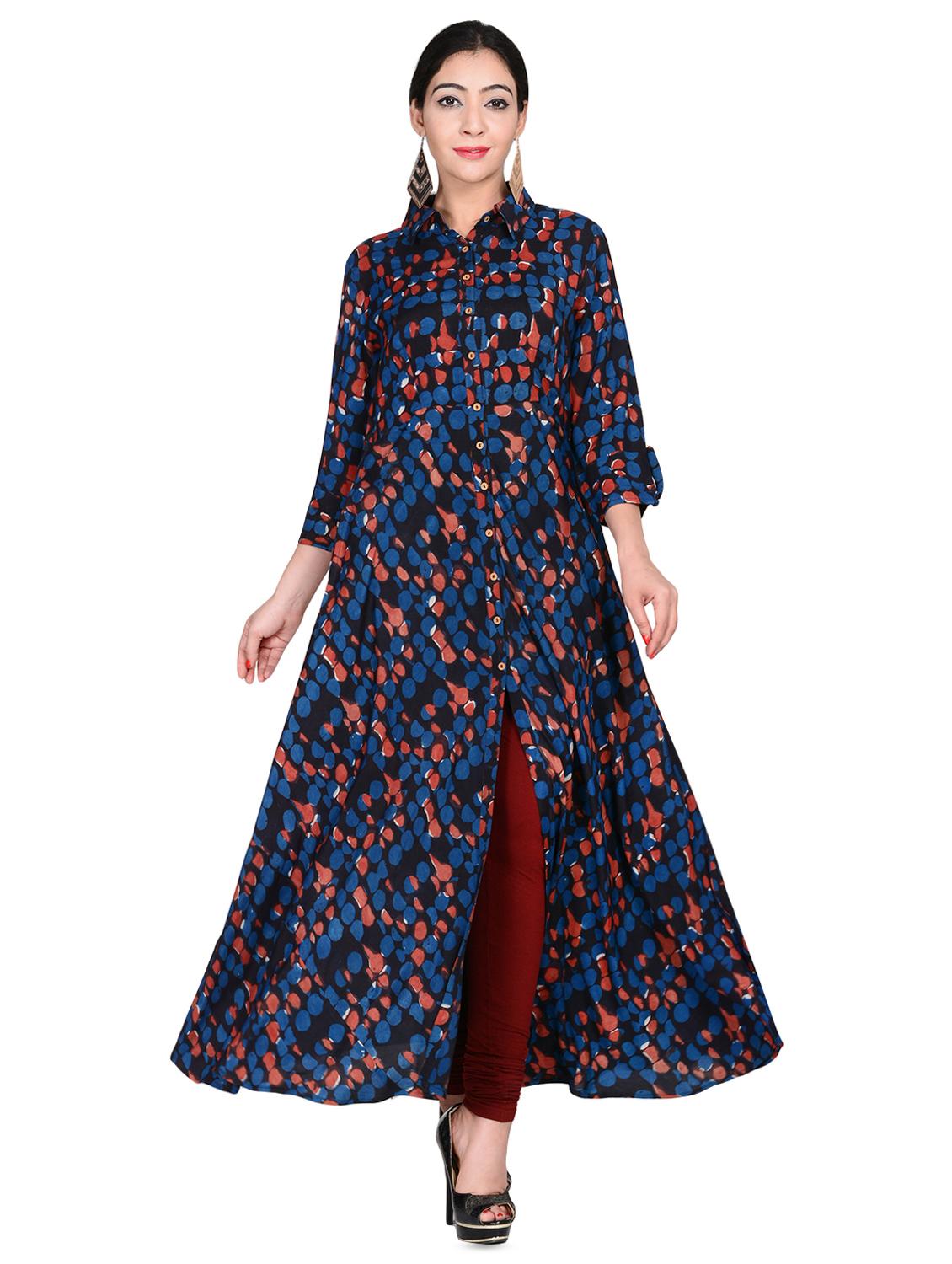 printed high slit kurta - 16348118 - Zoom Image - 1