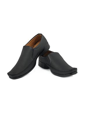 black leatherette slip ons - 16348224 - Standard Image - 3