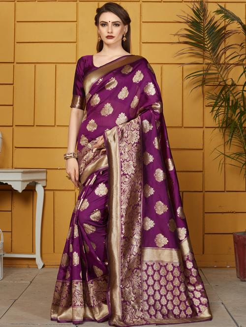 zari motifs woven saree with blouse - 16348295 - Standard Image - 1