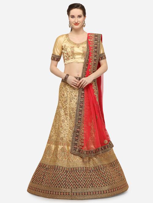 embroidered a-line lehenga - 16348642 - Standard Image - 1