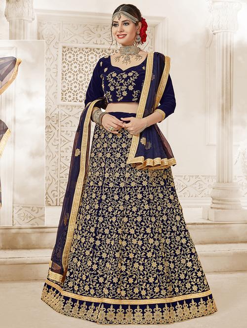embroidered a-line lehenga - 16348668 - Standard Image - 1