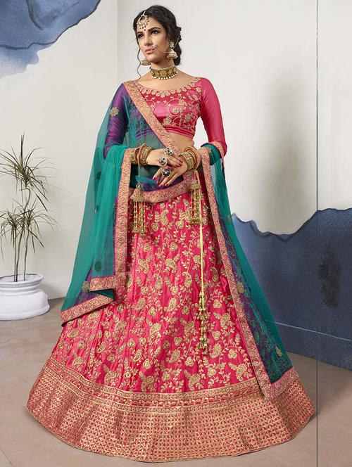 embroidered a-line lehenga - 16348681 - Standard Image - 1