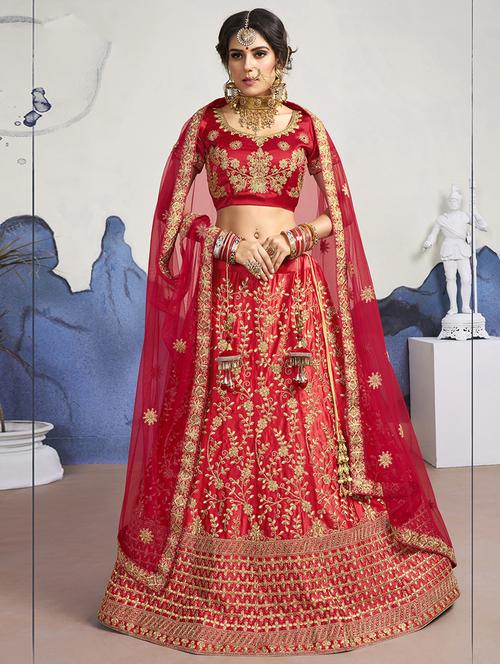 embroidered a-line lehenga - 16348688 - Standard Image - 1