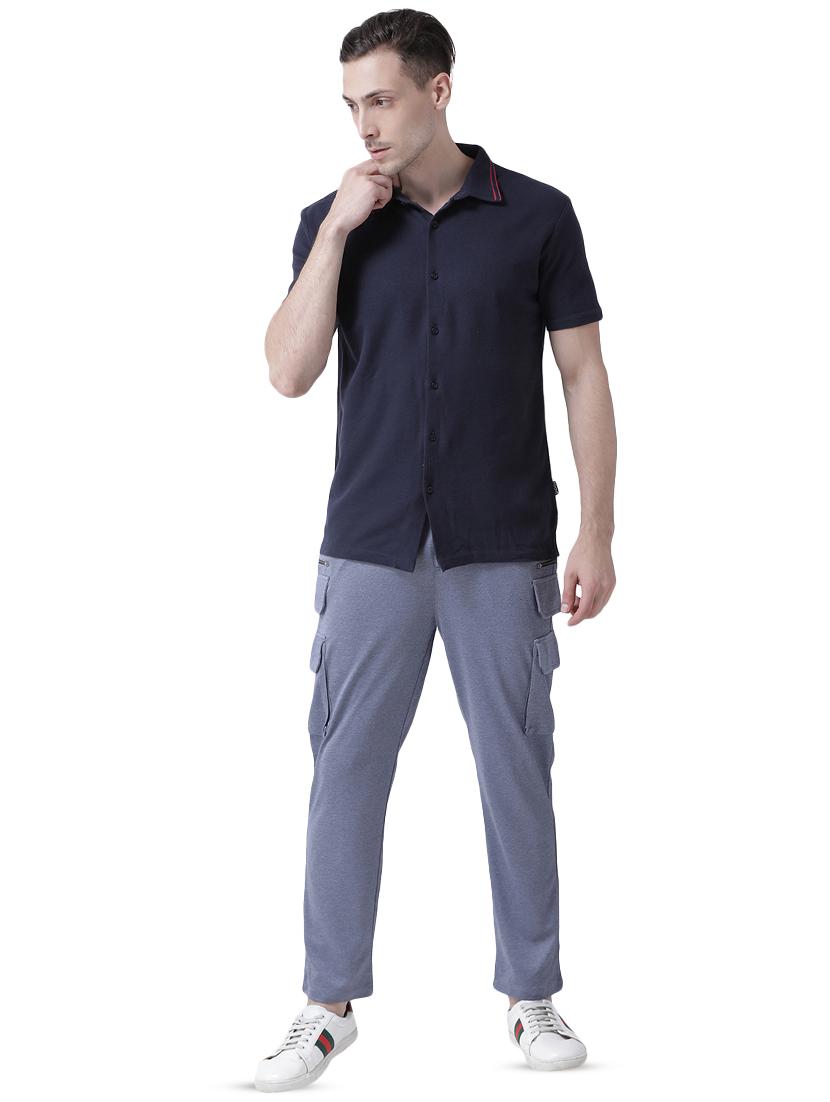 navy blue solid casual shirt - 16348859 - Zoom Image - 4