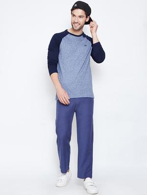 navy blue solid flat front casual trouser - 16348884 - Standard Image - 4