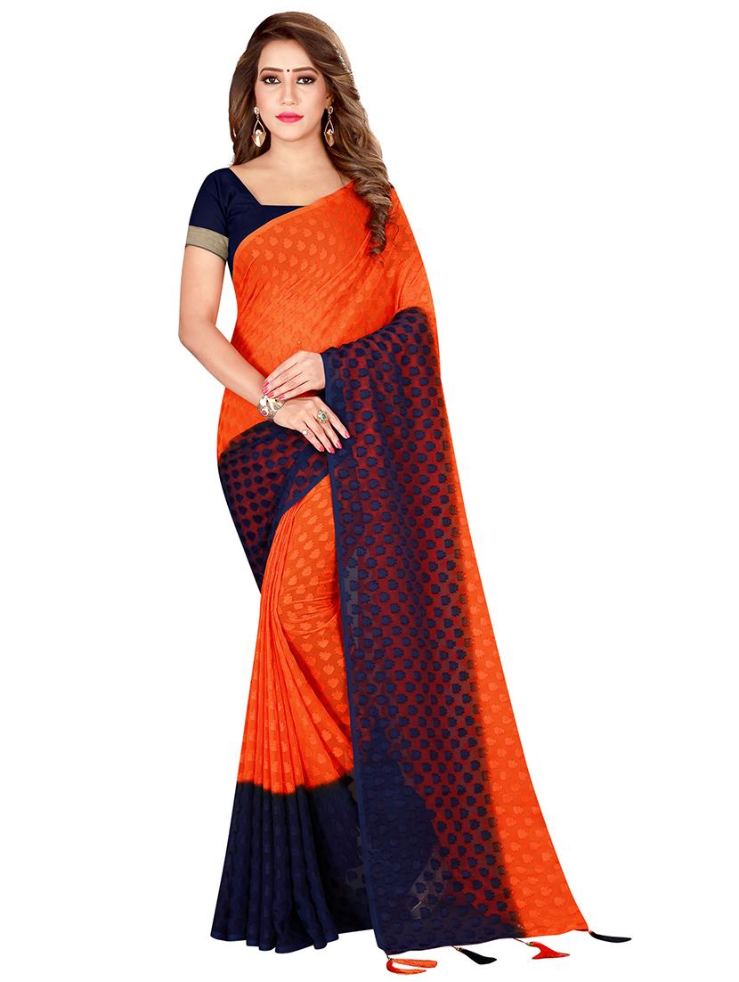 color block woven saree with blouse - 16349362 - Zoom Image - 1