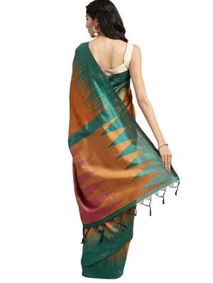 orange silk blend woven saree with blouse - 16349550 - Standard Image - 2