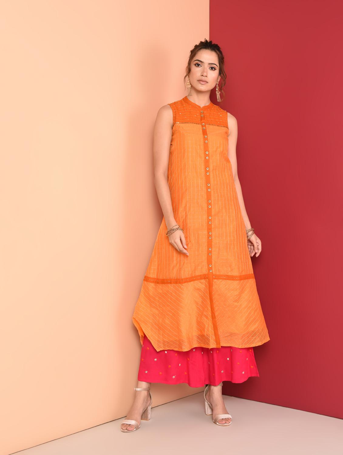 sequined a-line kurta - 16350318 - Zoom Image - 1