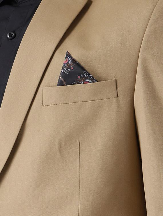 beige solid single breasted suit - 16350508 - Zoom Image - 4