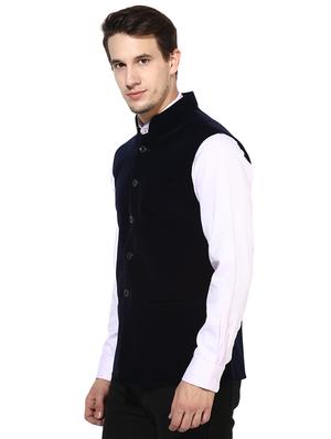 black solid nehru jacket - 16350525 - Standard Image - 2