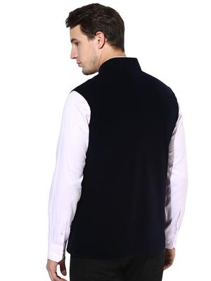 black solid nehru jacket - 16350525 - Standard Image - 3