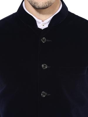 black solid nehru jacket - 16350525 - Standard Image - 5