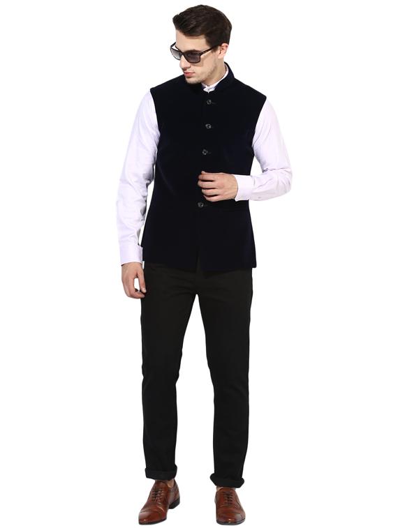 black solid nehru jacket - 16350525 - Zoom Image - 4