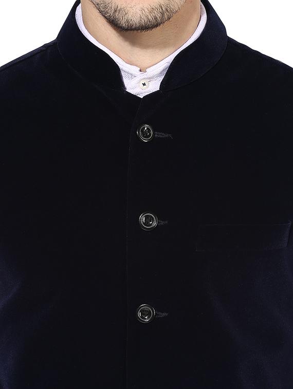 black solid nehru jacket - 16350525 - Zoom Image - 5