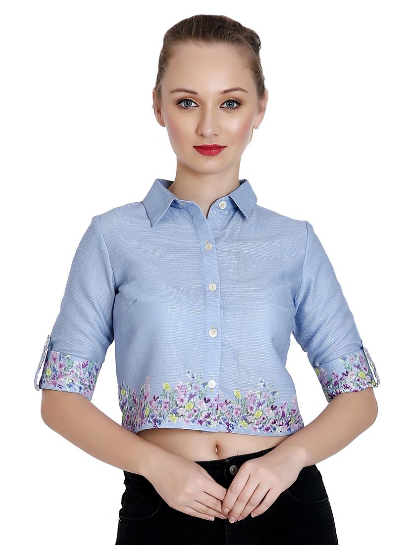 roll up sleeved crop shirt - 16350669 - Zoom Image - 1