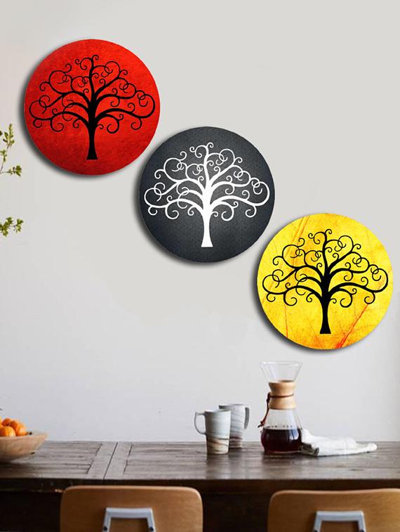 Studio Shubham wooden wall Designer tree plates for hanging(Set of 3) - 16351088 - Zoom Image - 1