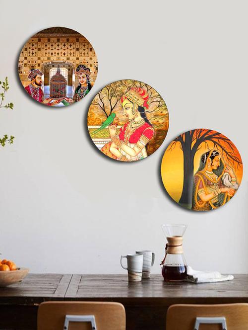 studio shubham wooden vintage quian wall plates for hanging(set of 3) - 16351096 - Standard Image - 1