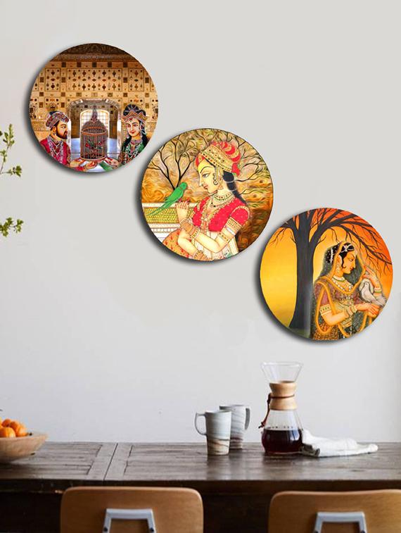 studio shubham wooden vintage quian wall plates for hanging(set of 3) - 16351096 - Zoom Image - 1