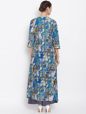 printed a-line kurta - 16351554 - Standard Image - 3