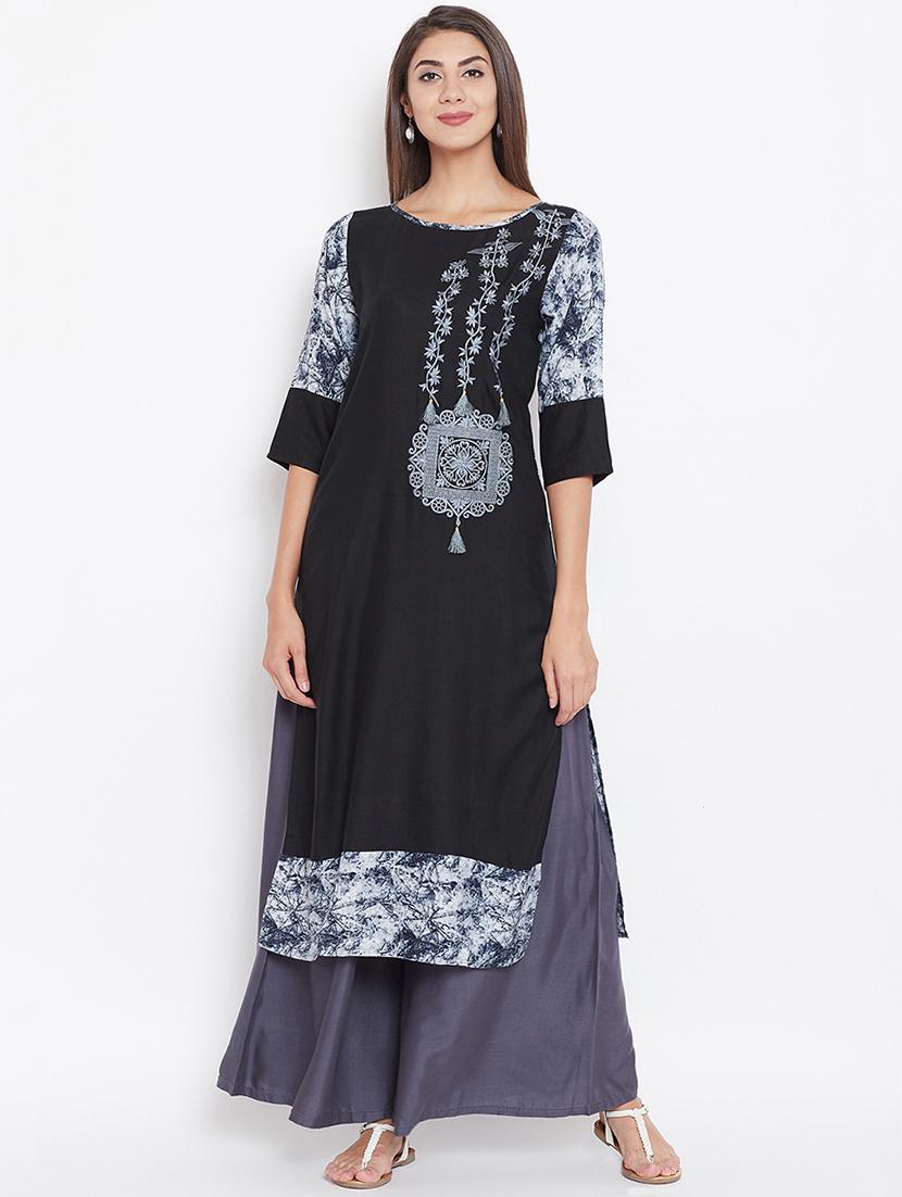 embroidered straight kurta - 16351555 - Zoom Image - 1