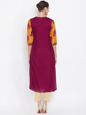solid straight kurta with jacket - 16351558 - Standard Image - 3