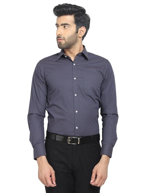 navy blue printed formal shirt - 16351792 - Standard Image - 1