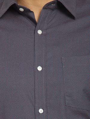 navy blue printed formal shirt - 16351792 - Standard Image - 5