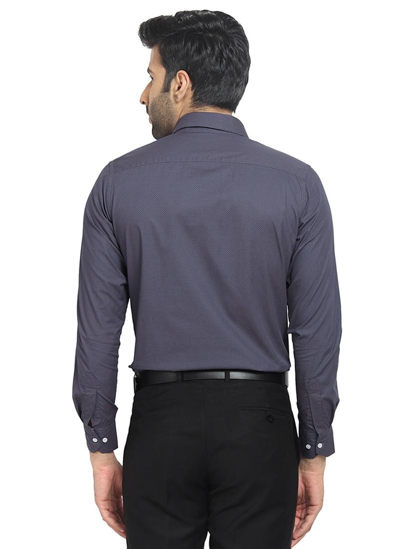 navy blue printed formal shirt - 16351792 - Zoom Image - 3