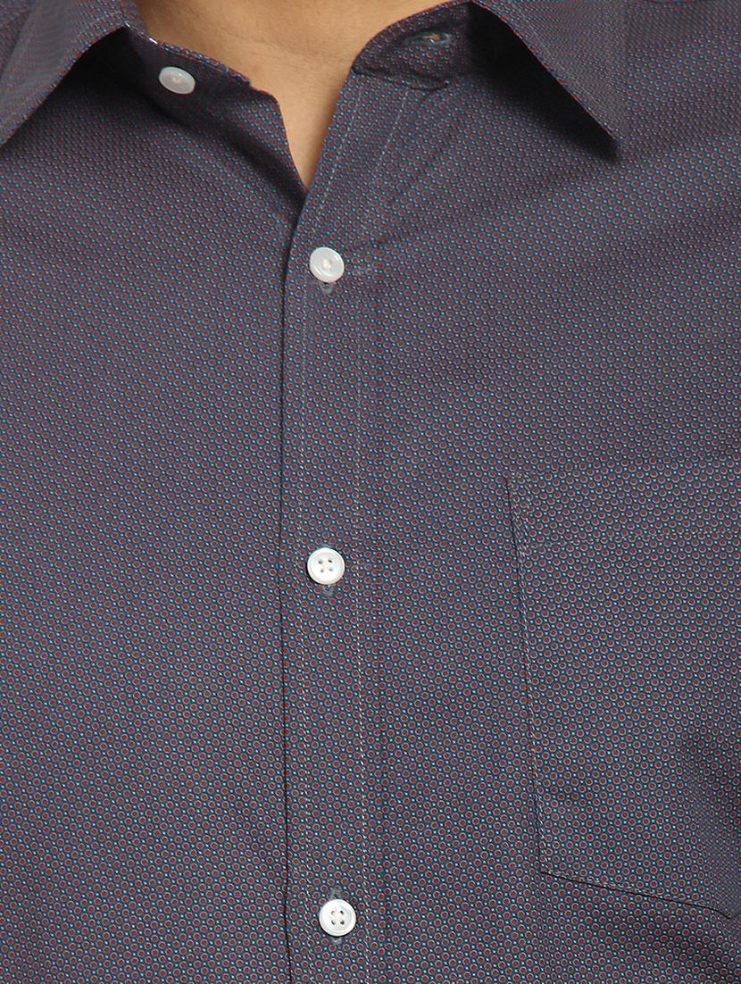 navy blue printed formal shirt - 16351792 - Zoom Image - 5