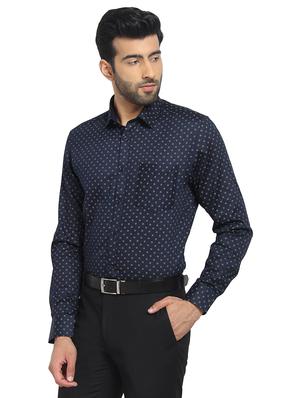 navy blue printed formal shirt - 16351806 - Standard Image - 2