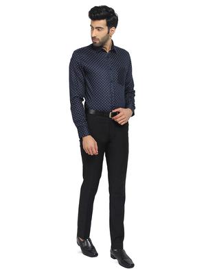navy blue printed formal shirt - 16351806 - Standard Image - 4