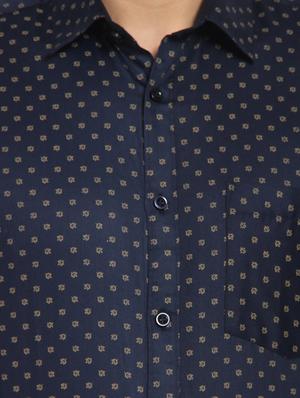 navy blue printed formal shirt - 16351806 - Standard Image - 5