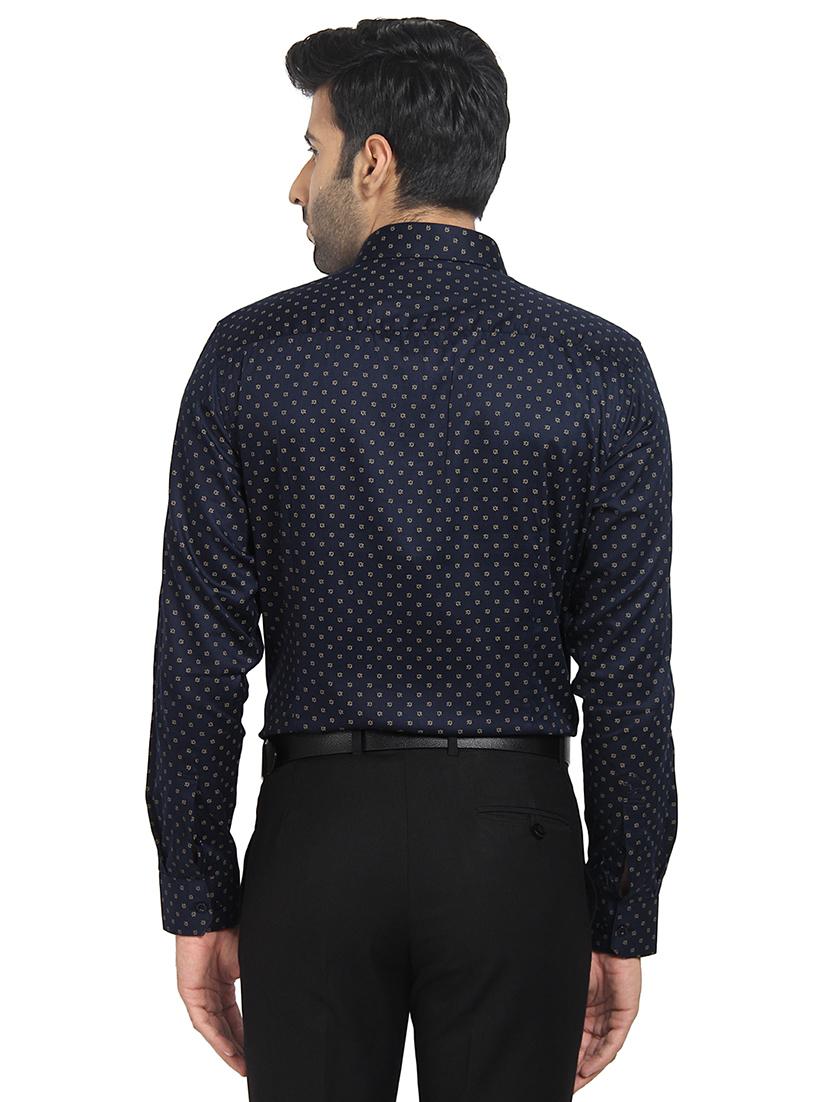 navy blue printed formal shirt - 16351806 - Zoom Image - 3