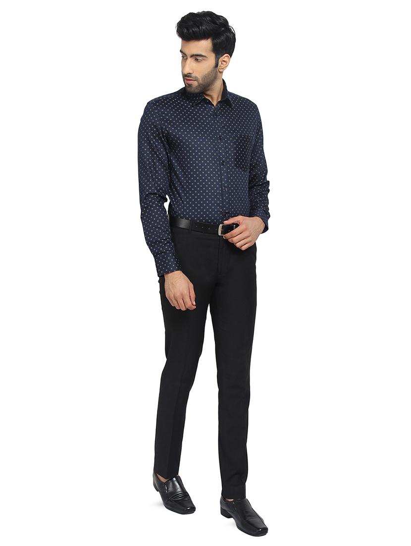 navy blue printed formal shirt - 16351806 - Zoom Image - 4