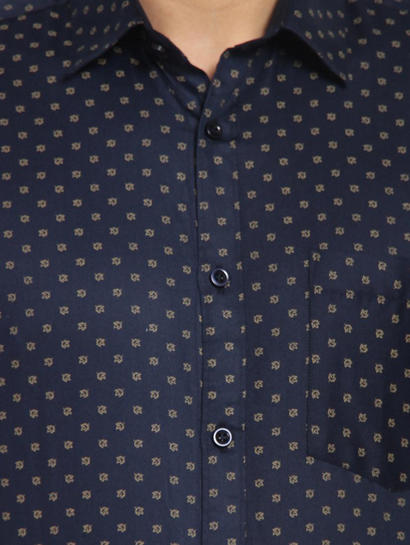 navy blue printed formal shirt - 16351806 - Zoom Image - 5