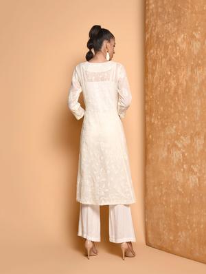 offwhite cotton aline kurta - 16352549 - Standard Image - 4
