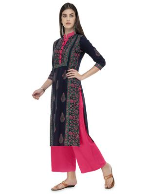 block print straight kurta - 16352639 - Standard Image - 2