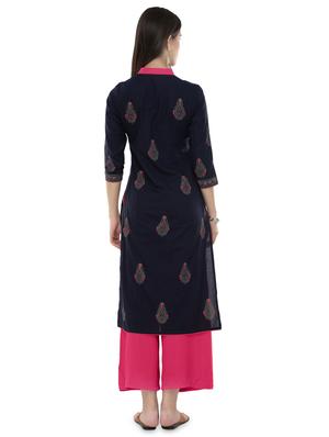 block print straight kurta - 16352639 - Standard Image - 3